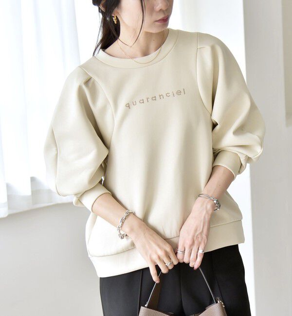 quaranciel「quaranciel:〈洗濯機可能〉スタッズ ロゴ ダンボール スウェット プルオーバー」|スウェット・ジャージ|