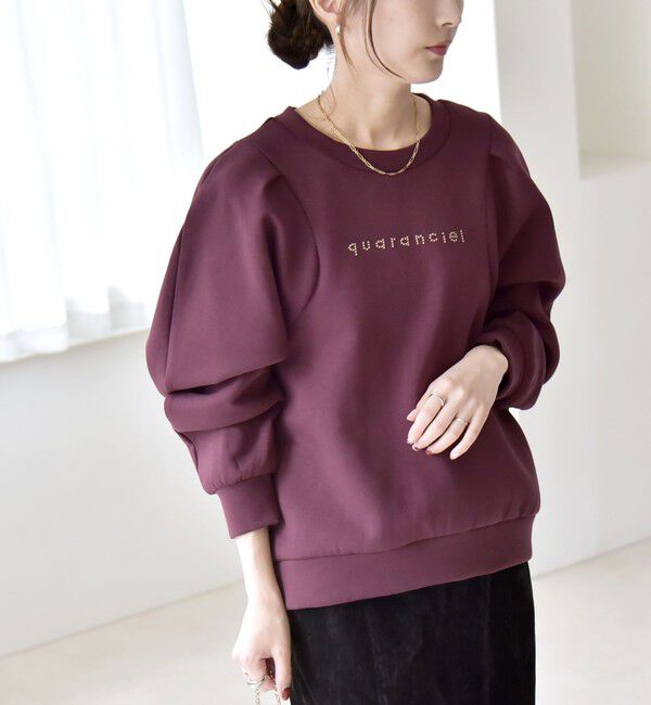 quaranciel「quaranciel:〈洗濯機可能〉スタッズ ロゴ ダンボール スウェット プルオーバー」|スウェット・ジャージ|