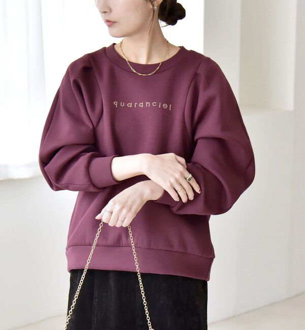 quaranciel「quaranciel:〈洗濯機可能〉スタッズ ロゴ ダンボール スウェット プルオーバー」|スウェット・ジャージ|