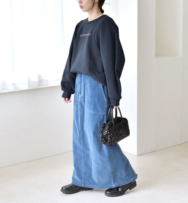 quaranciel「quaranciel:〈洗濯機可能〉スタッズ ロゴ ダンボール スウェット プルオーバー」|スウェット・ジャージ|