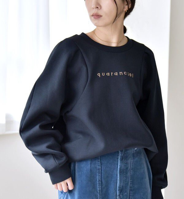 quaranciel「quaranciel:〈洗濯機可能〉スタッズ ロゴ ダンボール スウェット プルオーバー」|スウェット・ジャージ|