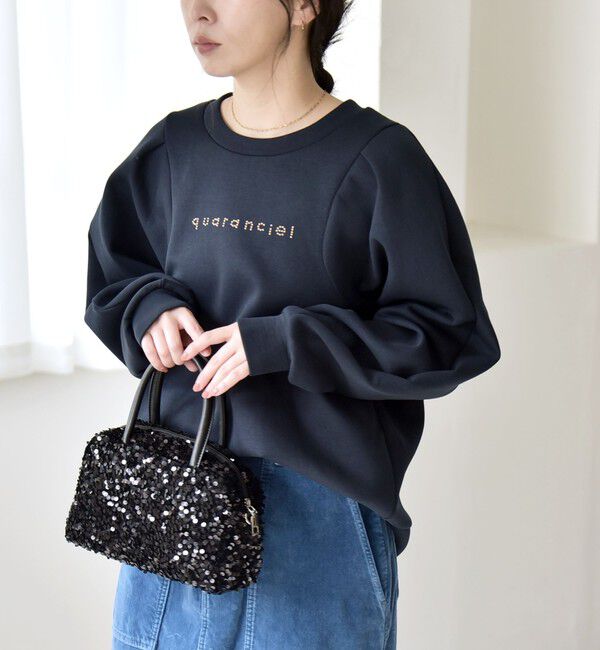 quaranciel「quaranciel:〈洗濯機可能〉スタッズ ロゴ ダンボール スウェット プルオーバー」|スウェット・ジャージ|