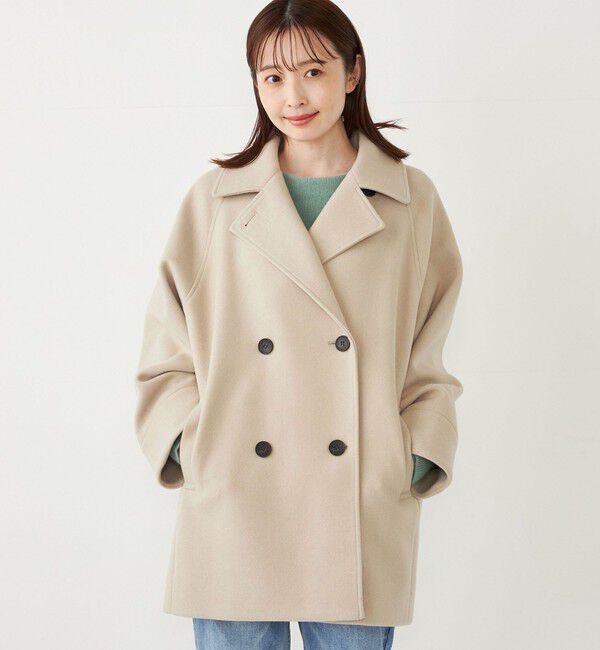 SHIPS Colors 「SHIPS Colors:〈手洗い可能〉ジャージーメルトン ピーコート◇」|ピーコート|ナチュラル