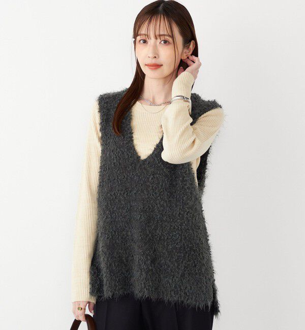 SHIPS Colors 「SHIPS Colors:〈手洗い可能〉ポコポコ ベスト &times; リブニット セット◇」|ニット・セーター|