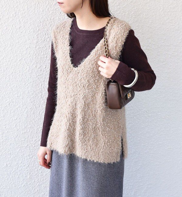 SHIPS Colors 「SHIPS Colors:〈手洗い可能〉ポコポコ ベスト &times; リブニット セット◇」|ニット・セーター|