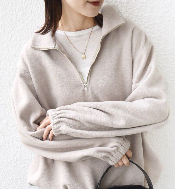 SHIPS for women「〈洗濯機可能〉フリース 裾 ドロスト ハーフ ジップ プルオーバー」|Tシャツ・カットソー|