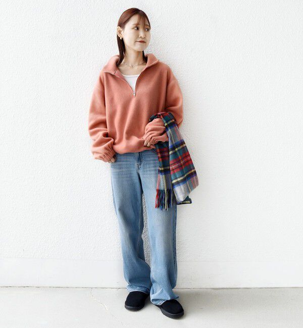 SHIPS for women「〈洗濯機可能〉フリース 裾 ドロスト ハーフ ジップ プルオーバー」|Tシャツ・カットソー|