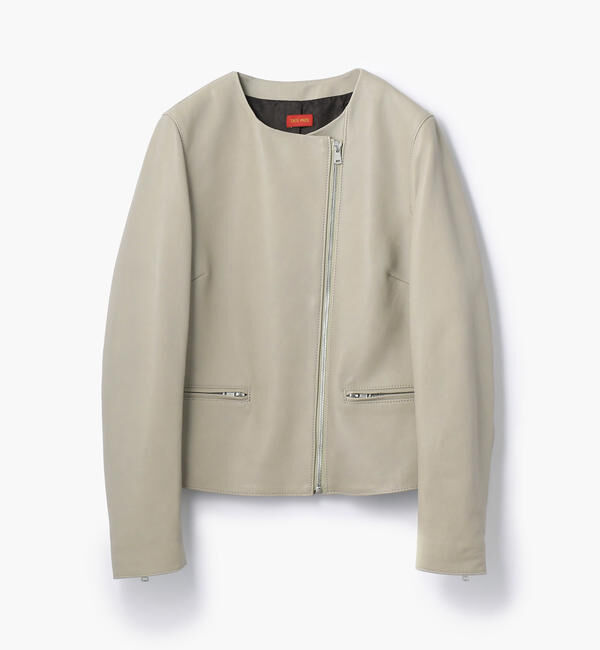 DES PRES「ラムレザー ノーカラージャケット」|ライダースジャケット|15 グレー