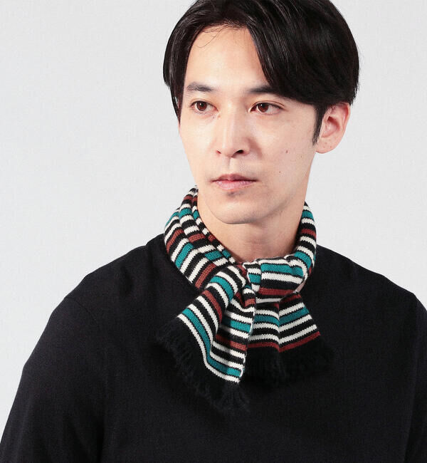 TOMORROWLAND GOODS「カシミヤ ミドルゲージ ミニボーダーマフラー」|マフラー|