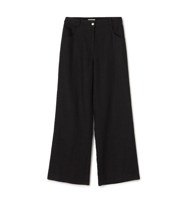 DES PRES「ウェットリネン ソフトフレアパンツ」|その他|19 ブラック