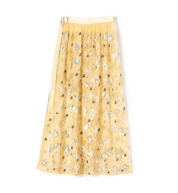 MACPHEE「メッシュスパンコール ラップスカート」|スカート|22 イエロー系