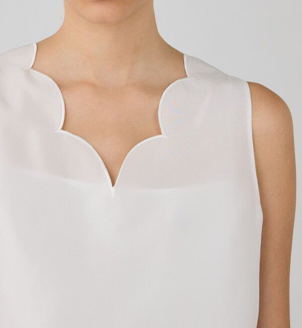 DES PRES「シルクハブタエ スカラップブラウス」|シャツ・ブラウス|