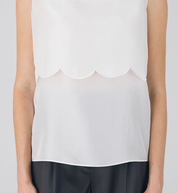 DES PRES「シルクハブタエ スカラップブラウス」|シャツ・ブラウス|