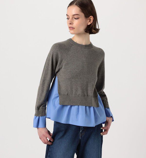 MACPHEE「ファブリックコンビ クルーネックプルオーバー」|ニット・セーター|