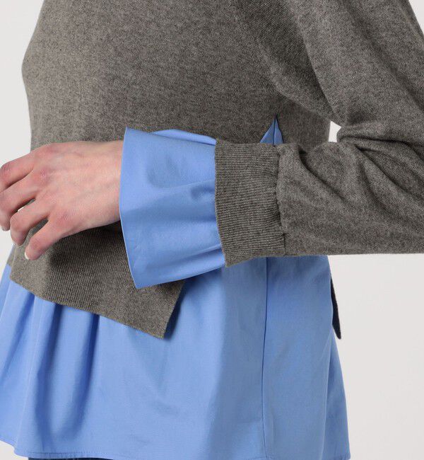 MACPHEE「ファブリックコンビ クルーネックプルオーバー」|ニット・セーター|