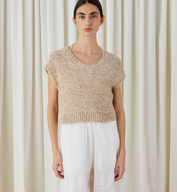 DES PRES「ピコットテープヤーン Vネックプルオーバー」|ニット・セーター|