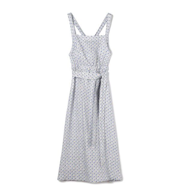 SOULEIADO「リネンプリント エプロンワンピース」|ワンピース|62 ライトブルー系