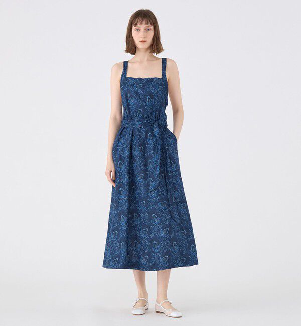 SOULEIADO「リネンプリント エプロンワンピース」|ワンピース|