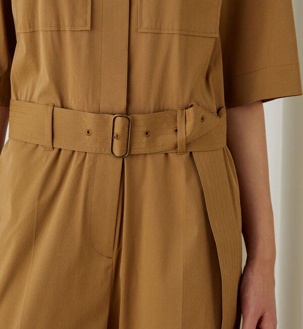 DES PRES「ストレッチポプリン ハーフスリーブジャンプスーツ」|オールインワン|