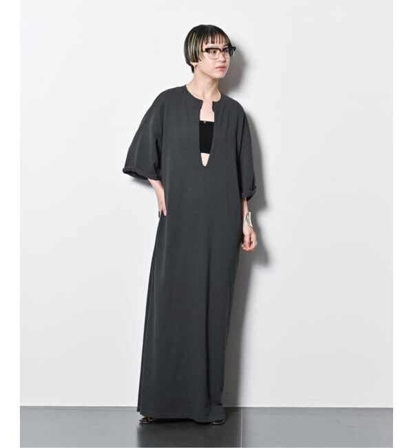  「KEY NECK COTTON DRESS：ワンピース」|ワンピース|