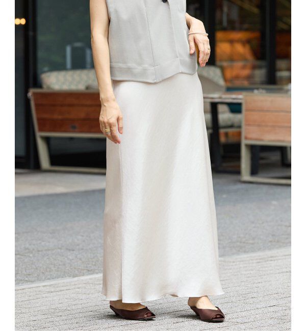 IENA「《追加8》ダブルサテンスカート」|スカート|ホワイト A