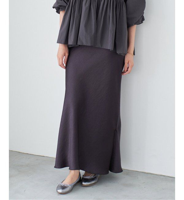 IENA「《追加8》ダブルサテンスカート」|スカート|ブラウン