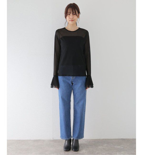 SLOBE IENA「《追加》ラッフルスリーブチュールプルオーバー」|Tシャツ・カットソー|