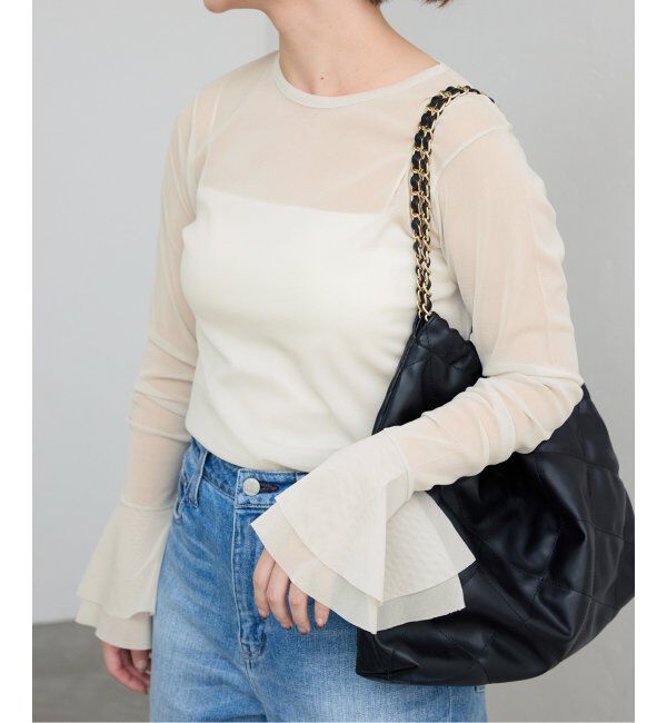 SLOBE IENA「《追加》ラッフルスリーブチュールプルオーバー」|Tシャツ・カットソー|