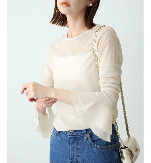 SLOBE IENA「《追加》ラッフルスリーブチュールプルオーバー」|Tシャツ・カットソー|