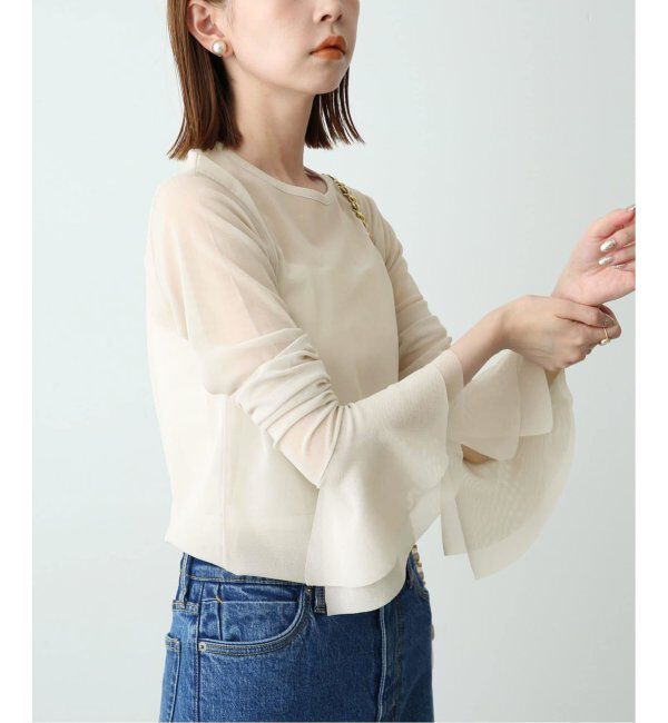 SLOBE IENA「《追加》ラッフルスリーブチュールプルオーバー」|Tシャツ・カットソー|