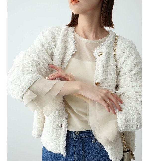 SLOBE IENA「《追加》ラッフルスリーブチュールプルオーバー」|Tシャツ・カットソー|