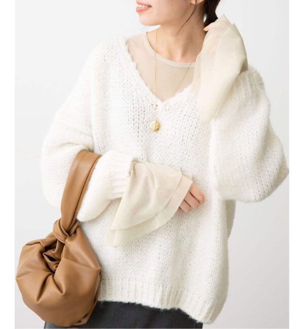 SLOBE IENA「《追加》ラッフルスリーブチュールプルオーバー」|Tシャツ・カットソー|