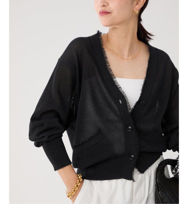 VERMEIL par iena「ペーパーテープヤーン カーデ」|カーディガン|ブラック