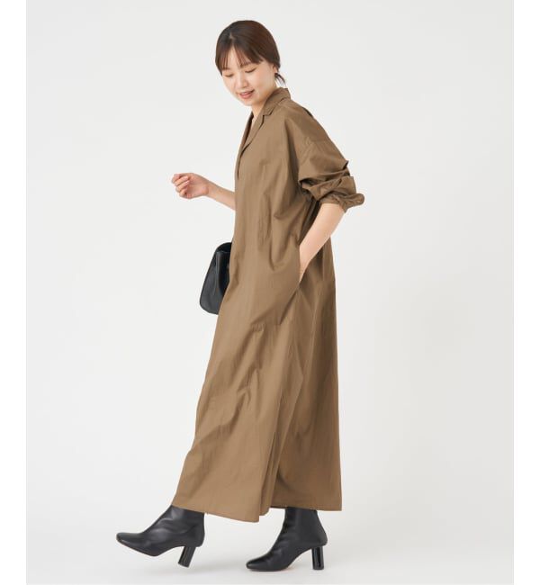 IENA「《WEB限定/追加》ハイカウントツイルシャツワンピース」|ワンピース|キャメル
