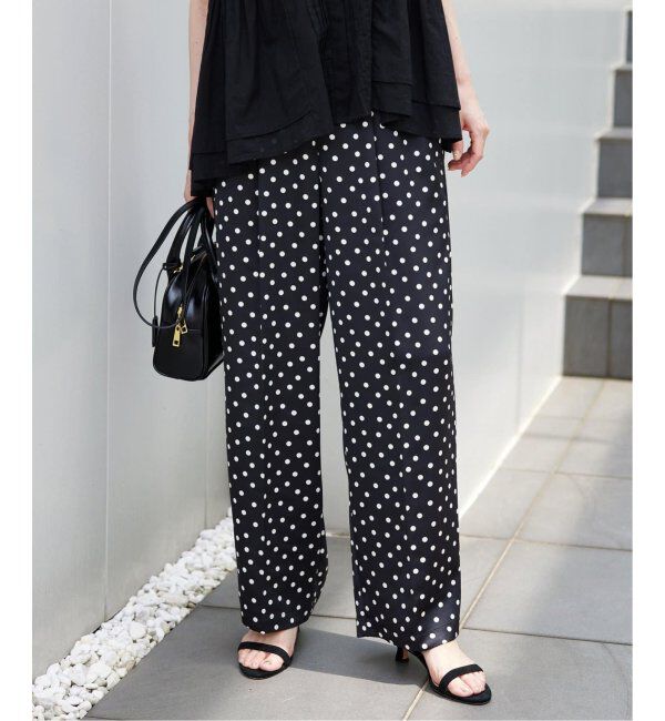 SLOBE IENA「《WEB限定/追加2》プリントサテンイージーパンツ」|その他|ブラック