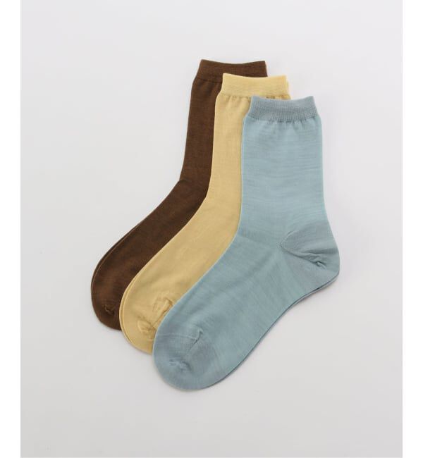 IENA LA BOUCLE「babaco/ババコ 3 pairs of color ソックス(3枚1セット)  BA02-BN3C」|ソックス|サックスブルー