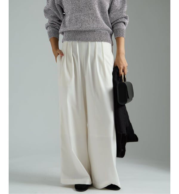 VERMEIL par iena「タックギャザーパンツ」|スラックス|ホワイト