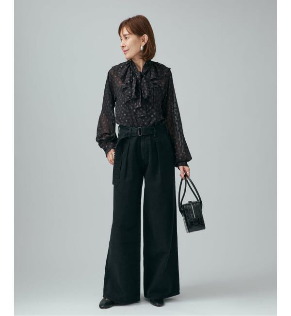 VERMEIL par iena「《一部店舗限定》ドットジャガードプリントフリルブラウス」|シャツ・ブラウス|