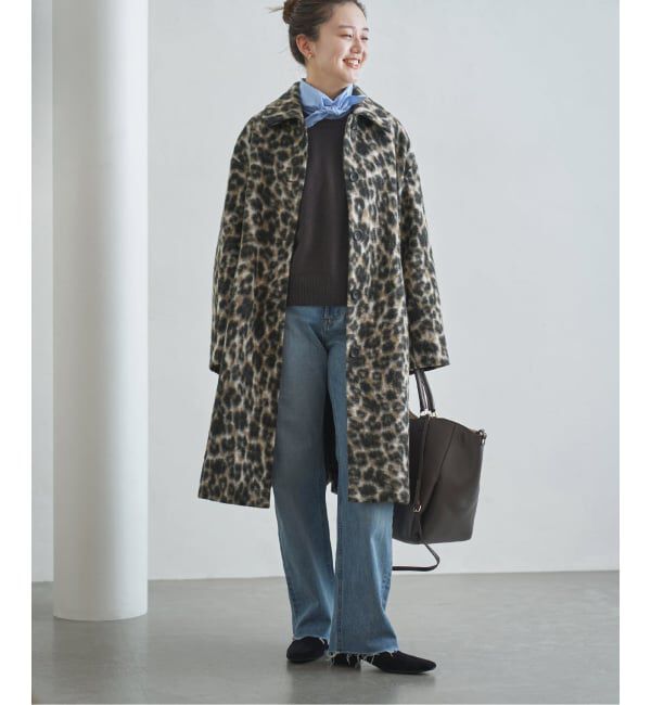 IENA「レオパードコート」|ステンカラーコート|