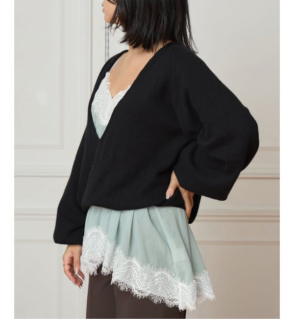 IENA LA BOUCLE「IENA LA BOUCLE 楊柳レースミニキャミドレス」|キャミソール|