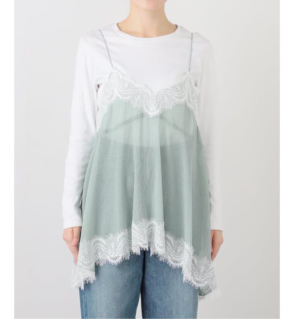 IENA LA BOUCLE「IENA LA BOUCLE 楊柳レースミニキャミドレス」|キャミソール|