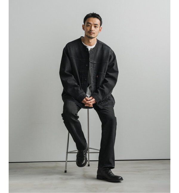 EDIFICE「《再入荷》Levi&rsquo;s(リーバイス) 別注 Type 1 Trucker Jacket BLACK "COLLARLESS"」|デニムジャケット|