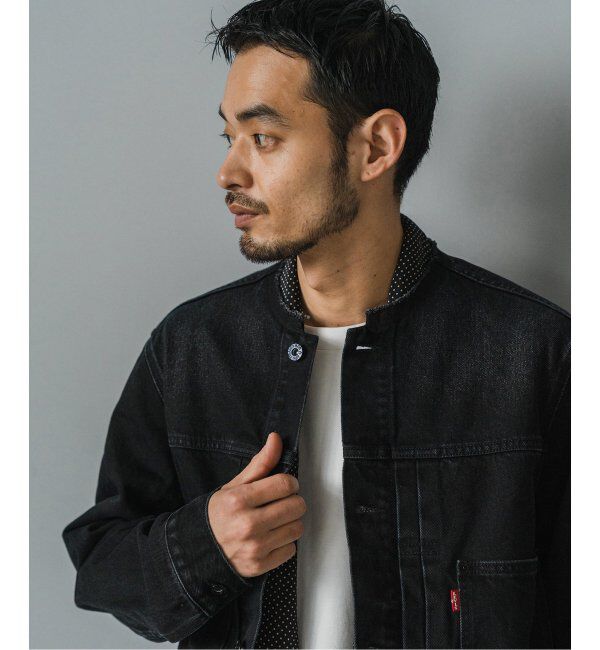EDIFICE「《再入荷》Levi&rsquo;s(リーバイス) 別注 Type 1 Trucker Jacket BLACK "COLLARLESS"」|デニムジャケット|