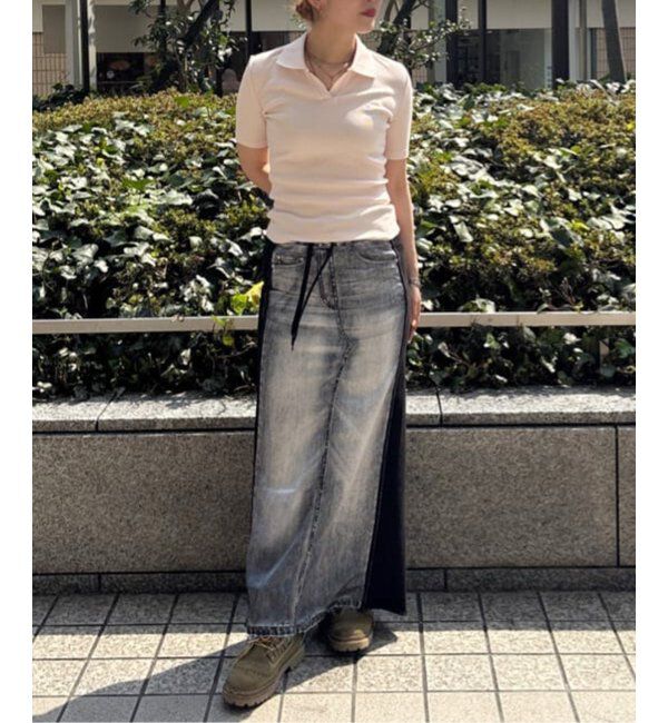 Oriens JOURNAL STANDARD「【OPEN YY / オープンワイワイ】FRONT JEAN EFFECTJERSEY SKIRT YY251SK006」|スカート|ブラック