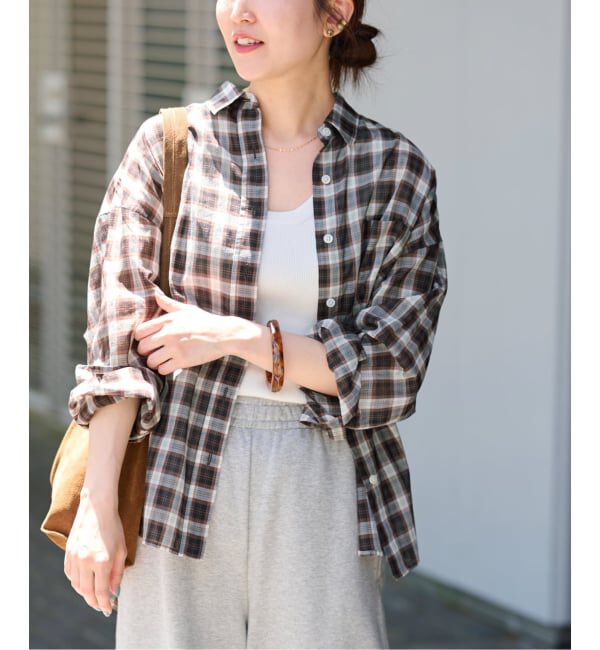 JOURNAL STANDARD relume「《追加2 / 新色》コットンローンチェックオーバーサイズシャツ」|シャツ・ブラウス|