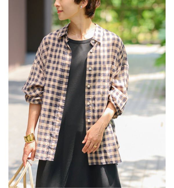 JOURNAL STANDARD relume「《追加2 / 新色》コットンローンチェックオーバーサイズシャツ」|シャツ・ブラウス|ベージュ