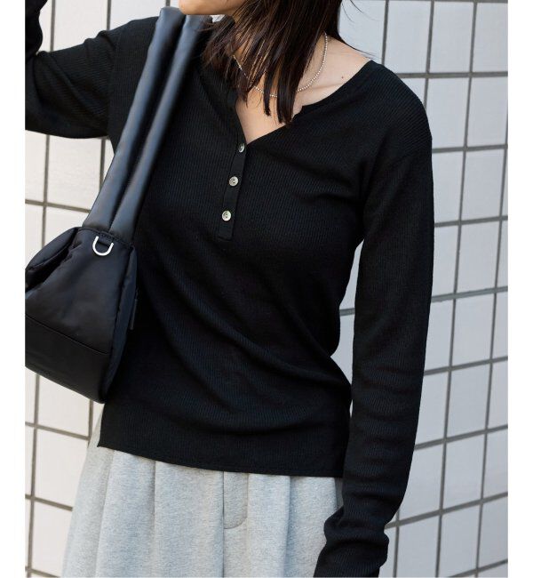 JOURNAL STANDARD「ウォッシャブル WPEヘンリープルオーバー」|ニット・セーター|ブラック