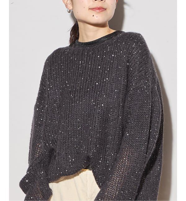 journal standard L'essage「《追加》モヘヤMIXスパンコールプルオーバー」|ニット・セーター|グレー