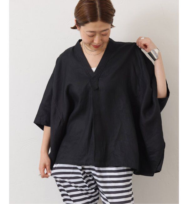 journal standard luxe「40リネンワッシャー Vスキッパーシャツ」|シャツ・ブラウス|ブラック