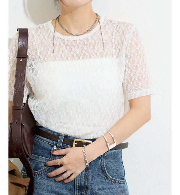 JOURNAL STANDARD「ストレッチレースTEE」|Tシャツ・カットソー|ホワイト